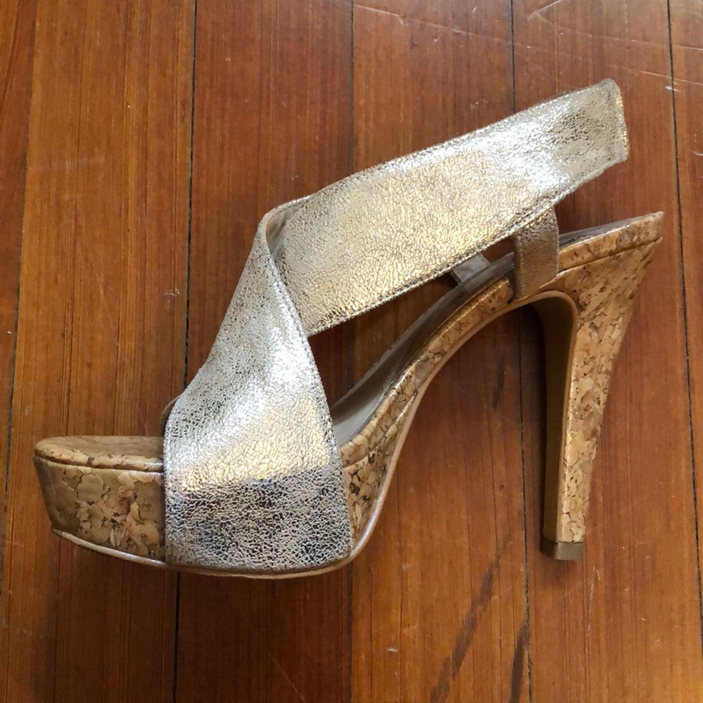 Gold metallic DVF heels by Diane von Furstemberg
